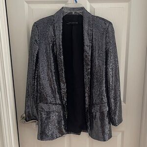 Zara Shimmering Silver Women's Blazer